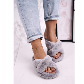 FJ1 Women's Fur Slippers Gray Cozy Time grey 2