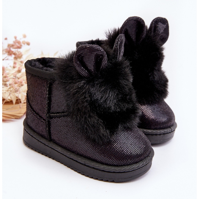 Children's Black Snow Boots With Fur With Scuffles 2