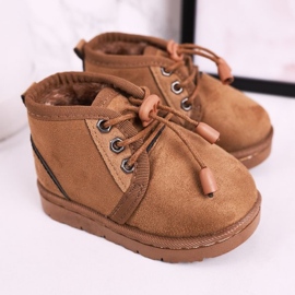 Children's Lace-up Snow Boots Warmed With Fur Brown Hunter 2