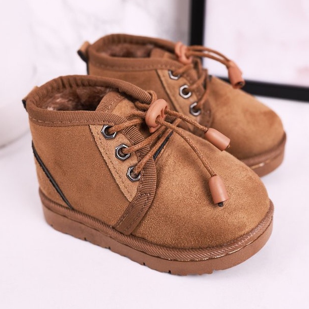 Children's Lace-up Snow Boots Warmed With Fur Brown Hunter 2