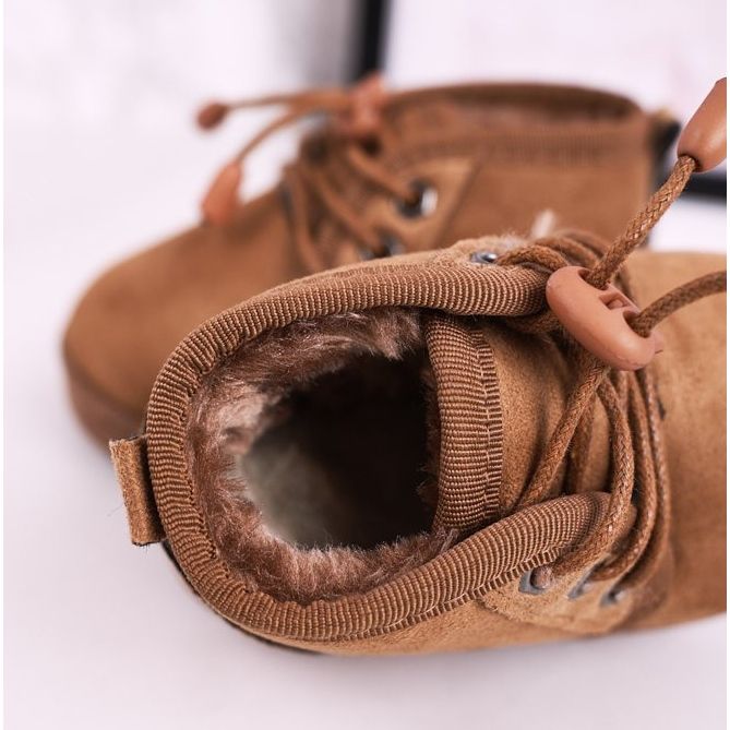 Children's Lace-up Snow Boots Warmed With Fur Brown Hunter 1