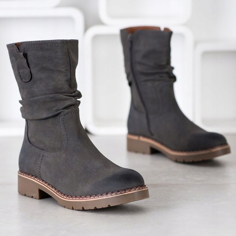 Super Mode Boots With Ruffled Uppers grey 1