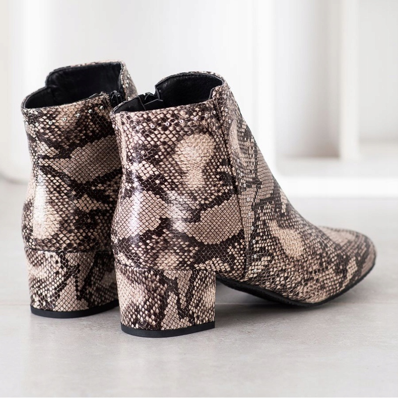 SHELOVET Snake Print Boot beige brown 1