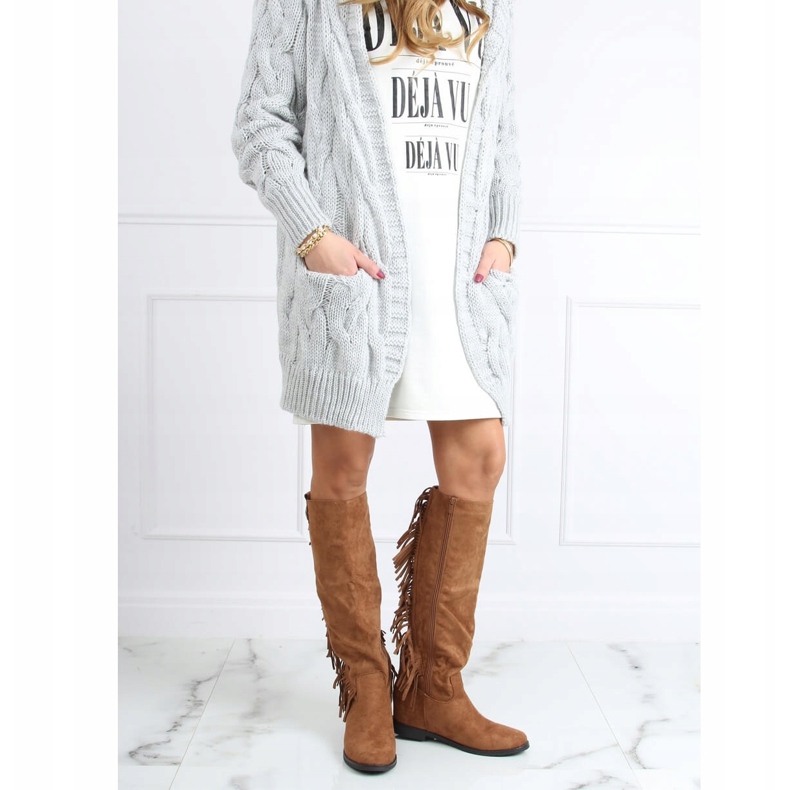 Boots with fringes, hidden wedge camel ST-28P Camel beige 1