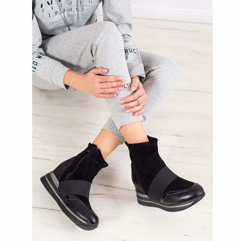 SHELOVET Fashionable wedge boots black 1 SHELOVET Fashionable wedge boots black 1