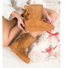 Small Swan Mukluki With Crystals brown 1