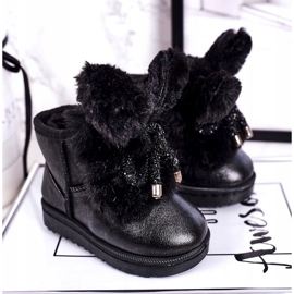 Children's Snow Boots With Fur With Ears Black Bunny 1