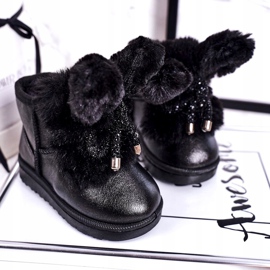 Children's Snow Boots With Fur With Ears Black Bunny 3