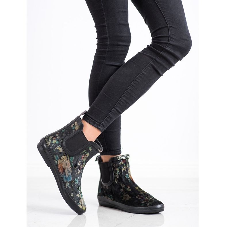 Kylie Suede Wellies With Flowers black 1