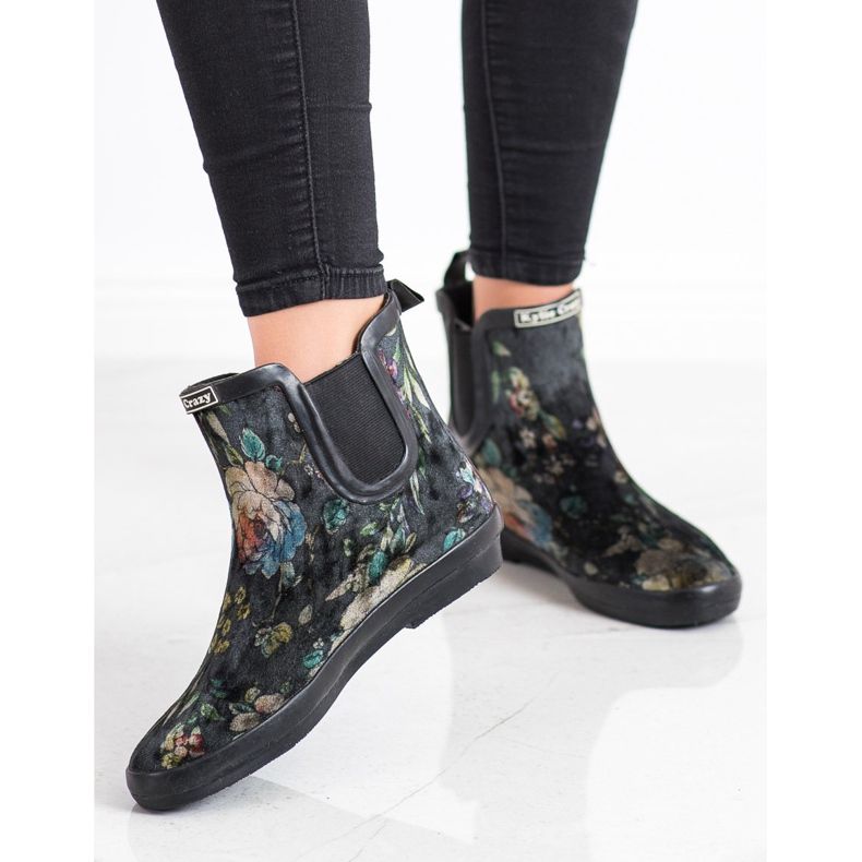 Kylie Suede Wellies With Flowers black 2