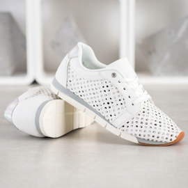 Kylie White openwork sneakers silver 1