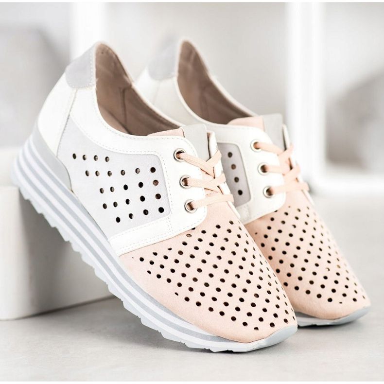 Aclys Openwork Sneakers white pink grey 2