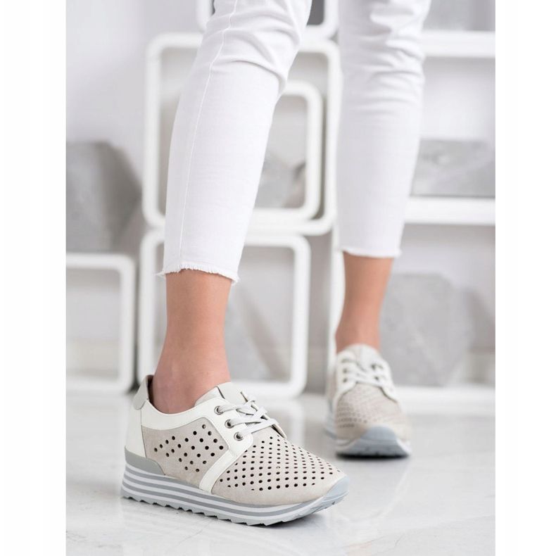Aclys Openwork Sneakers beige white grey 1