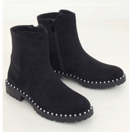 Black Chelsea boots with pearls RQ336 Black 1