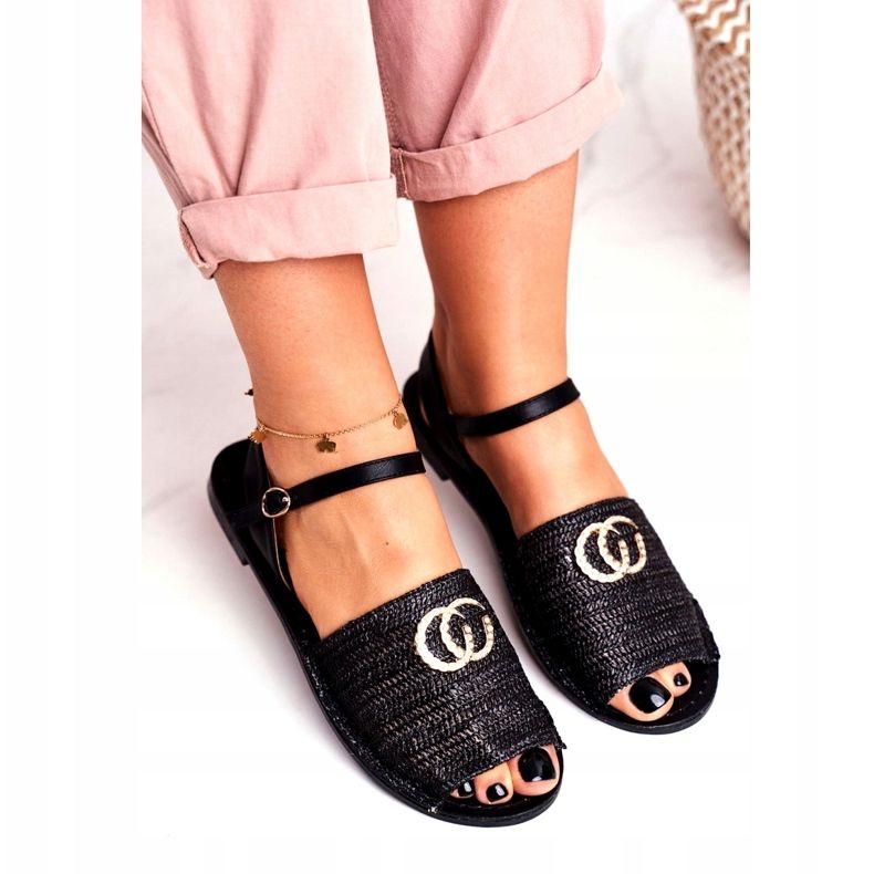 Black Women's Flat Sandals Lu Boo Braided Felicia 4 Black Women's Flat Sandals Lu Boo Braided Felicia 4