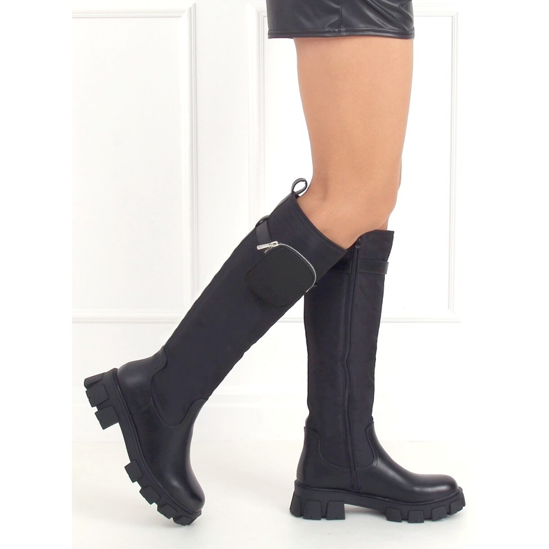 Black boots with a purse RB100P Black 1