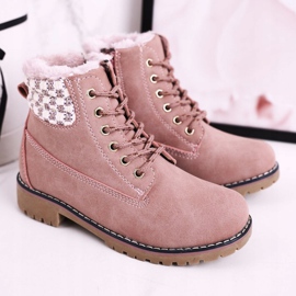 Apawwa Children's boots Trappers insulated with fur Pink Forest 2