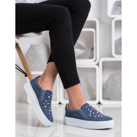 Filippo Leather Slipons With Pearls blue 1
