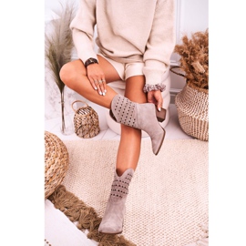 Nicole Women's Cowboy Boots On a Heel Suede Cappuccino Emily beige 2