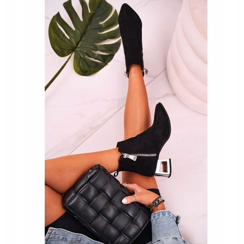 Nicole Women's Boots On A Silver Heel Suede Black Norah 2