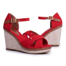 SEA Women's Sandals On Wedge Red LaMane beige 2