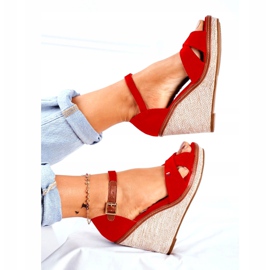 SEA Women's Sandals On Wedge Red LaMane beige 1