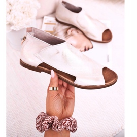 Nicole Women's Flat Leather Sandals White Natalie golden 2