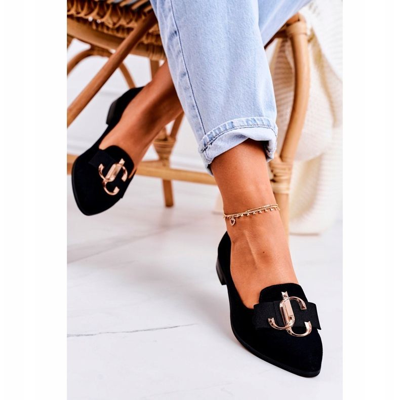 Nicole Women's Suede Loafers Black Mary-Jane ballerinas 1