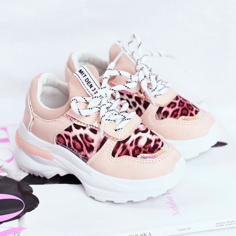 FRROCK Children's Sport Shoes In Leopard Pattern Pink Penny beige 1 FRROCK Children's Sport Shoes In Leopard Pattern Pink Penny beige 1