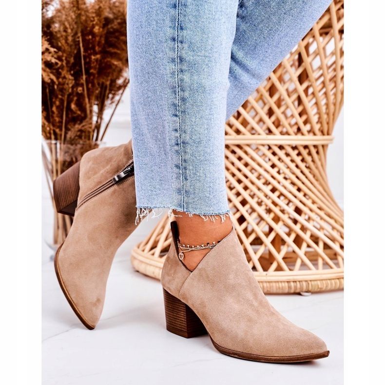 Nicole Women's Boots With A Cut Out Suede Beige Lawrence brown 1