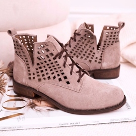 Nicole Women's Openwork Suede Cappuccino Susannah Boots brown 2