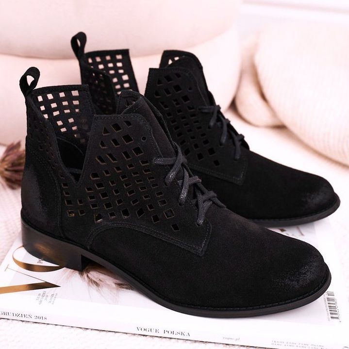 Nicole Women's Openwork Suede Black Susannah boots 1 Nicole Women's Openwork Suede Black Susannah boots 1