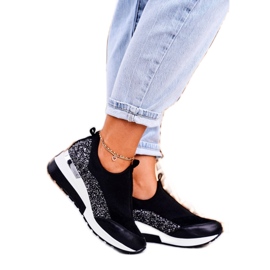 Nicole Women's Leather Wedge Sneakers Black Silver Frances 2