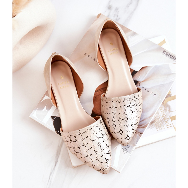 Elegant Leather Ballerinas Laura Messi 1110 Golden Gasoline multicolored 1