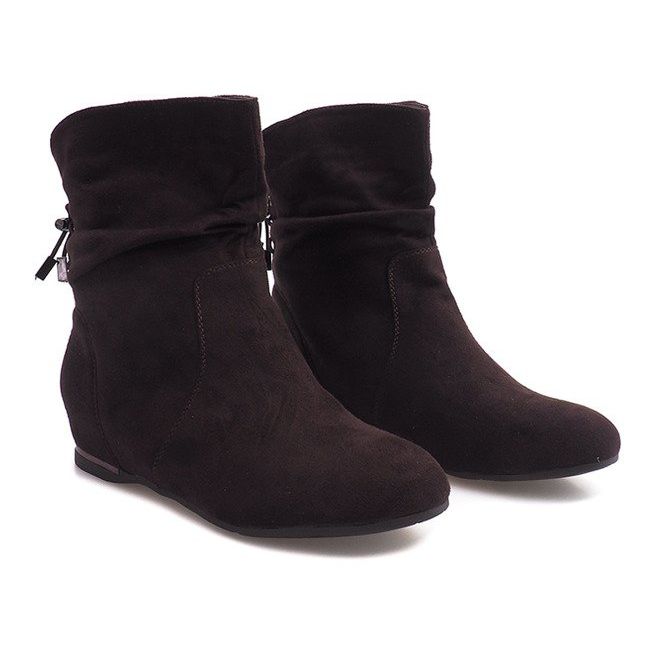 Suede Wedge Boots 030-PA Brown 1