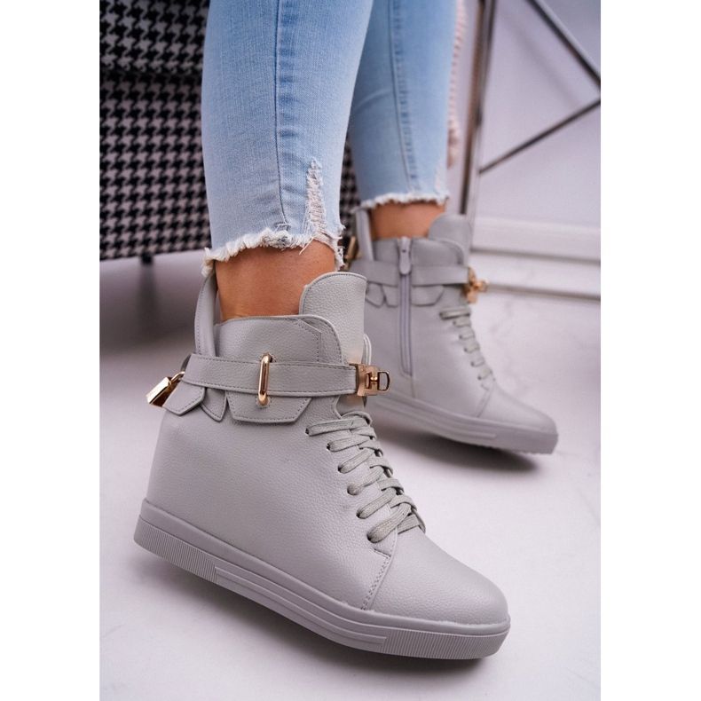 Women's Sneakers On Wedge Gold Padlock Gray Tersey grey 1