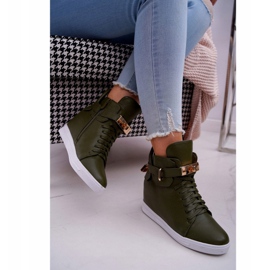 Women's Sneakers On Wedge Gold Padlock Olive Tersey green 2