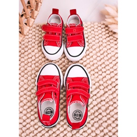 Children's Low Sneakers With Velcro Big Star HH374202 Red 5