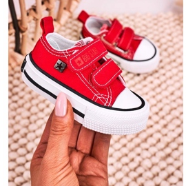 Children's Low Sneakers With Velcro Big Star HH374202 Red 7