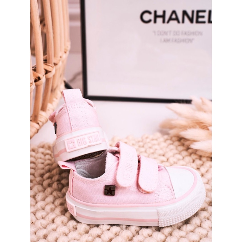 Children's Low Sneakers With Velcro Big Star HH374203 Pink 1