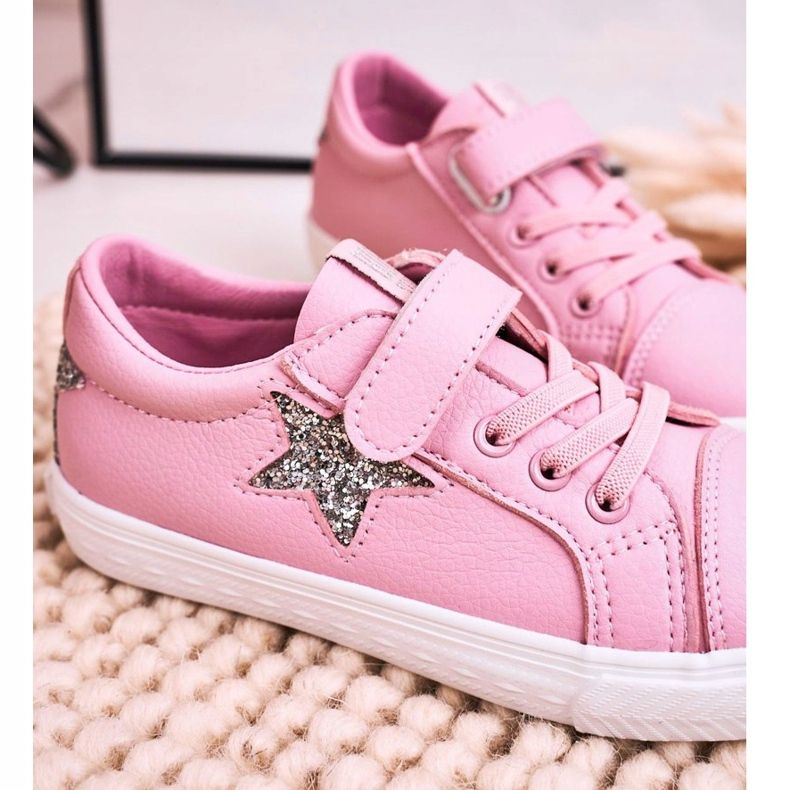 Children's Leather Sneakers With a Star Big Star DD374104 Pink ['pink'] 2