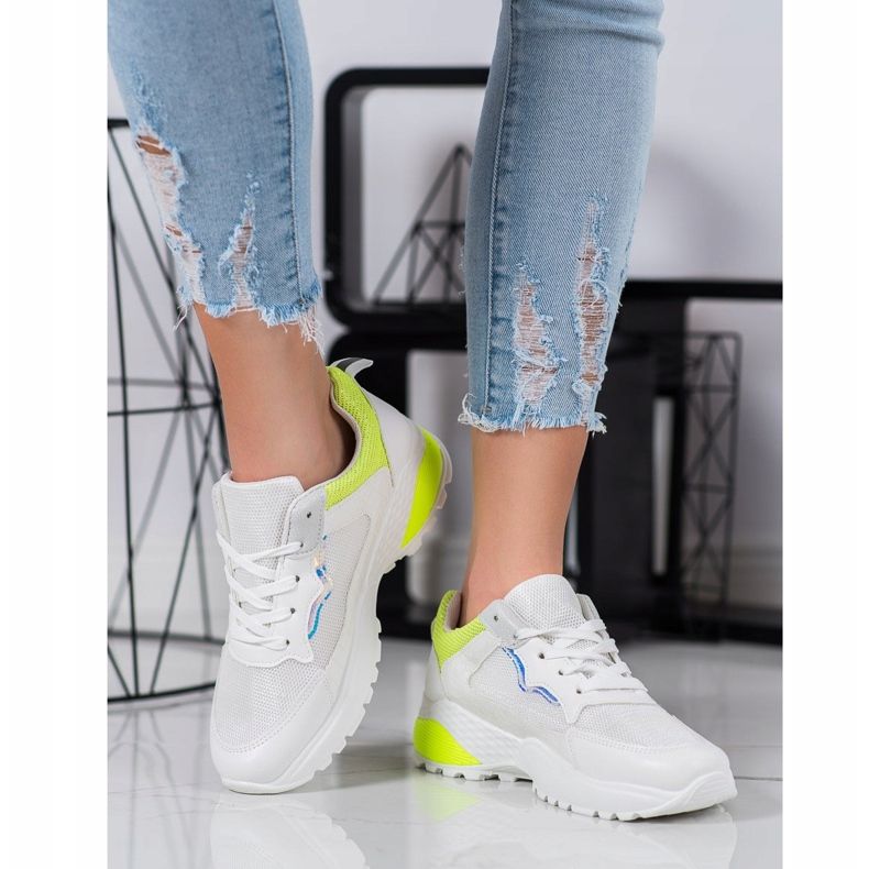 SHELOVET Sneakers With Yellow Inserts white 1