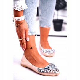 SEA Women's Ballerinas With Golden Crystal Stones 1