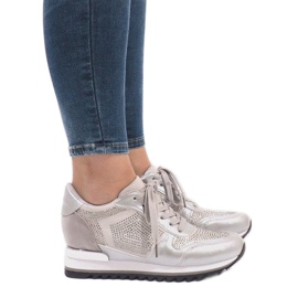 Silver sneakers on the wedge G-125 1