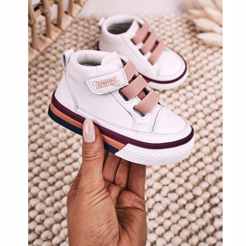 Apawwa Children's High-top Sneakers White and Pink Baxter ['white', 'pink'] 2