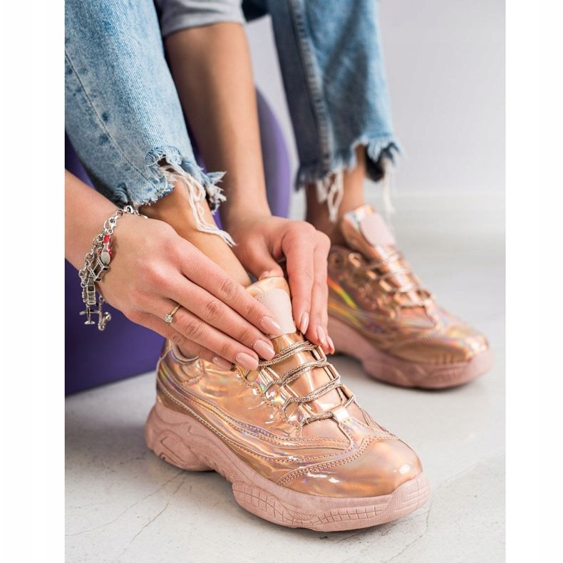 Ideal Shoes Sneakers With Holo Effect pink 2