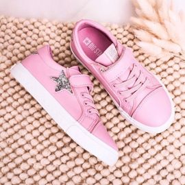Children's Leather Sneakers With a Star Big Star DD374104 Pink ['pink'] 1