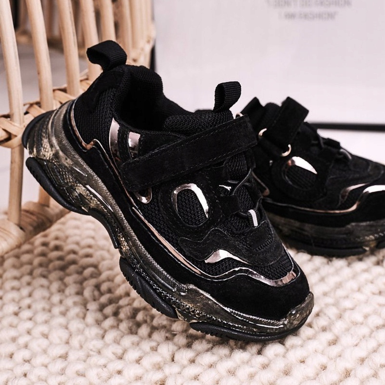 Apawwa Children's Sport Shoes Sneakers With Transparent Sole Black Bailey 1