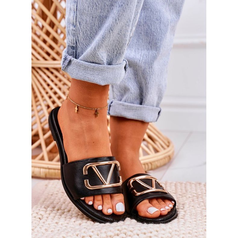 Nicole Women's Classic Leather Slippers Black Evie 2