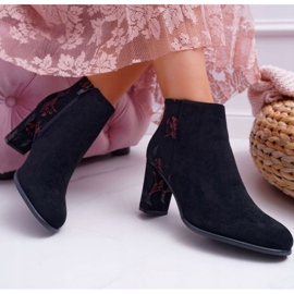Women's Boots On High Heel Sergio Leone With Pink Flowers Folk Black Eros2 2
